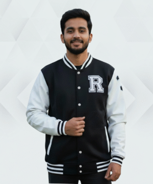 Men's Premium China Varsity Jacket ( Black+White)